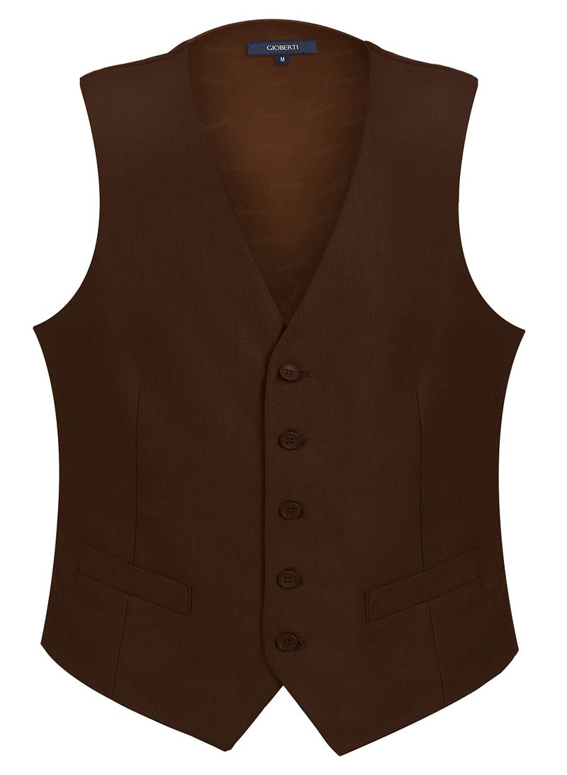 Gioberti Men's Formal Suit Vest Fit for Business or Casual Dress, Brown, 4X-Large - Image 1